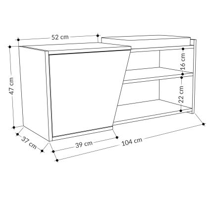 Skohylla FIONA 37x104 cm brun/antracit