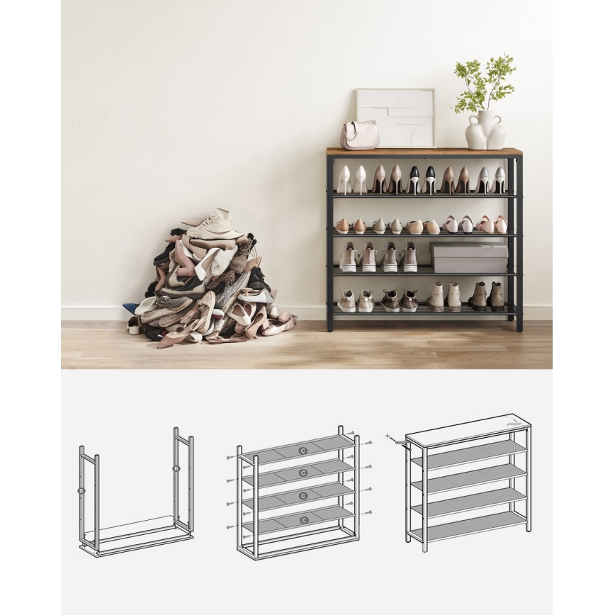 Skoskåp DAVOR brun/svart