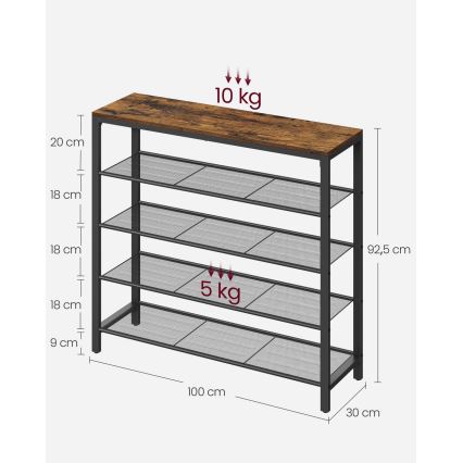Skoskåp DAVOR brun/svart