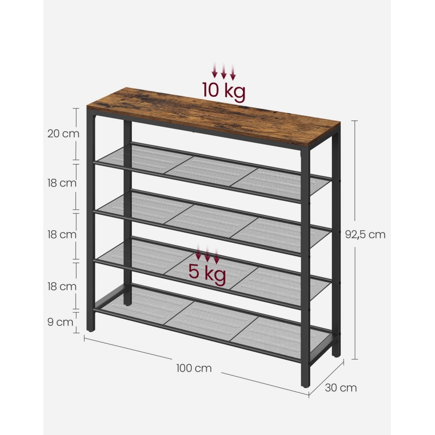 Skoskåp DAVOR brun/svart