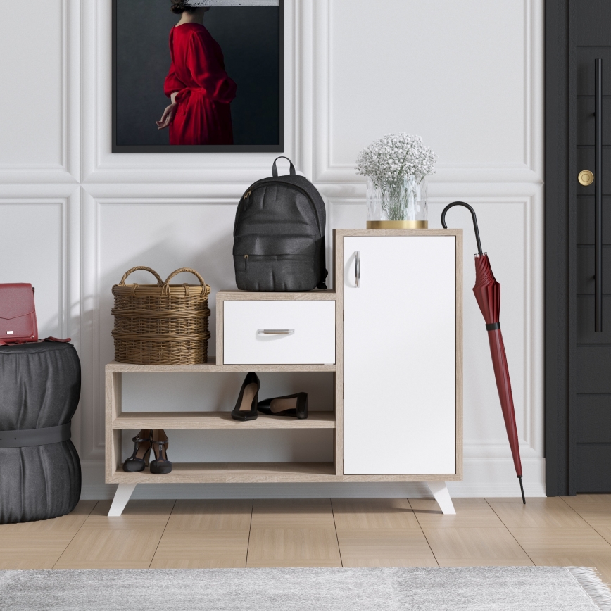 Skoskåp RETRO 77x90 cm beige/vit