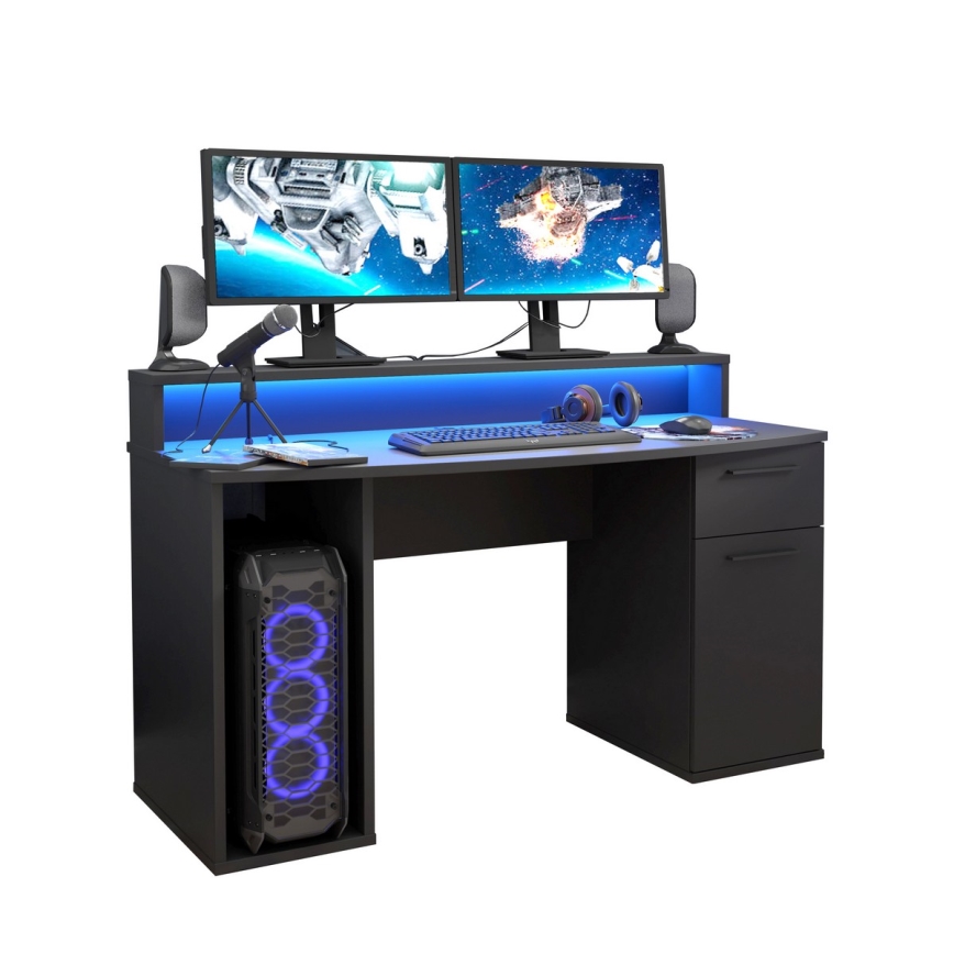 Skrivbord IVAR med inbyggd belysning, svart