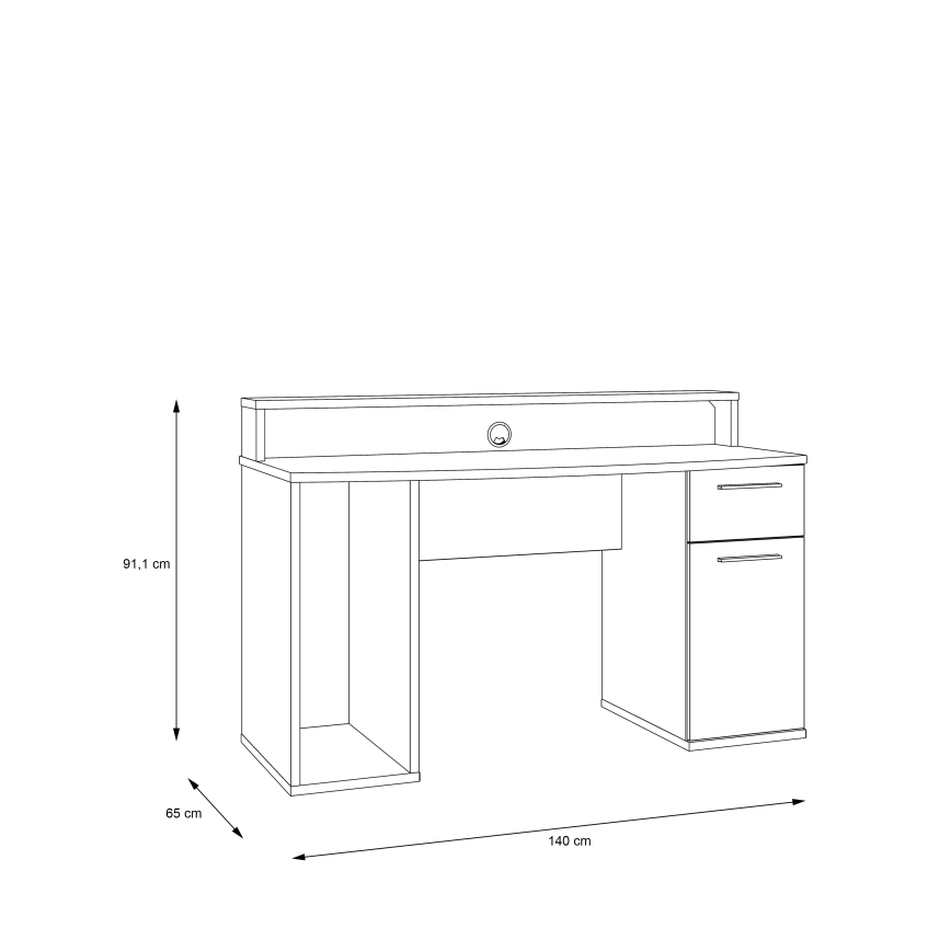 Skrivbord IVAR med inbyggd belysning, svart