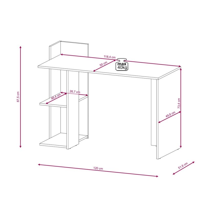 Skrivbord MARLO, betonggrå/vit