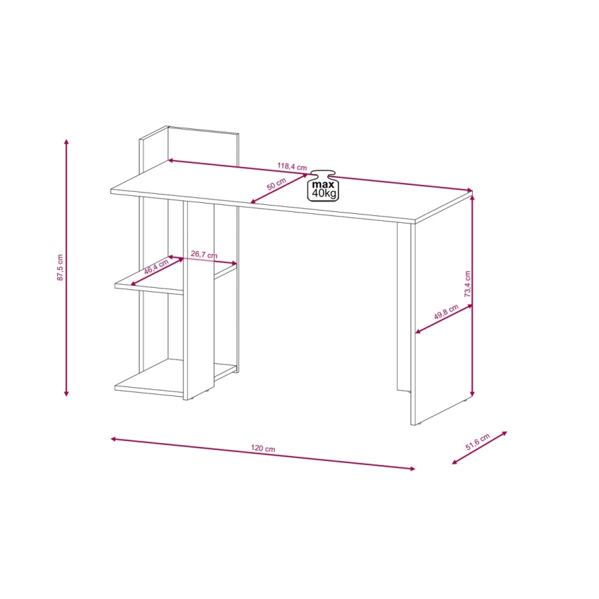 Skrivbord MARLO ek artisan/vit