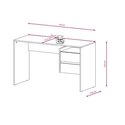 Skrivbord MARLO med lådor, artisan-ek/vit