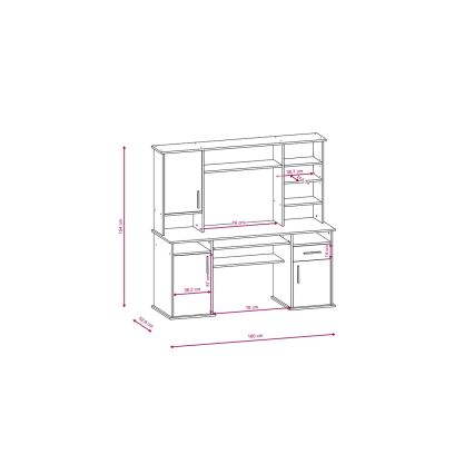 Skrivbord med hylla ELIAN 160x53 cm sonoma-ek/vit