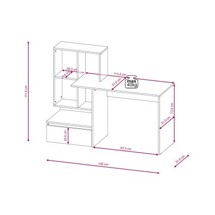 Skrivbord med hylla MARLO ek artisan/antracit