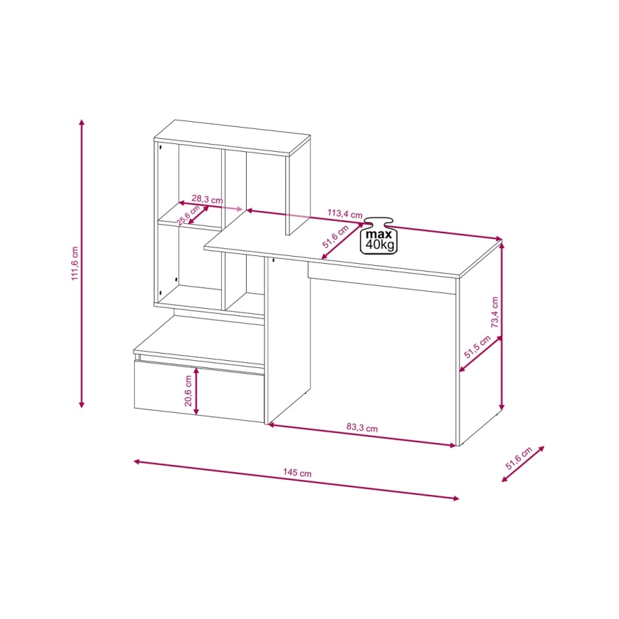 Skrivbord med hylla MARLO ek artisan/antracit