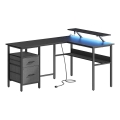 Skrivbord med inbyggd belysning SOLEA-X brun/svart