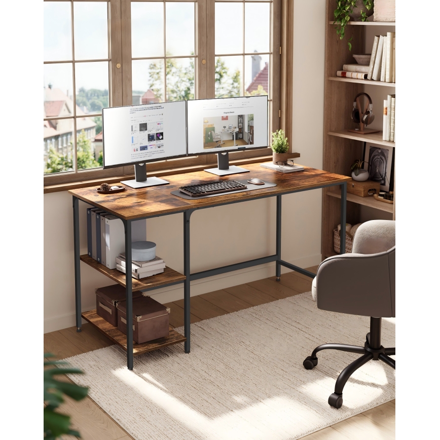 Skrivbord SOLEA 140x60 cm brun/svart