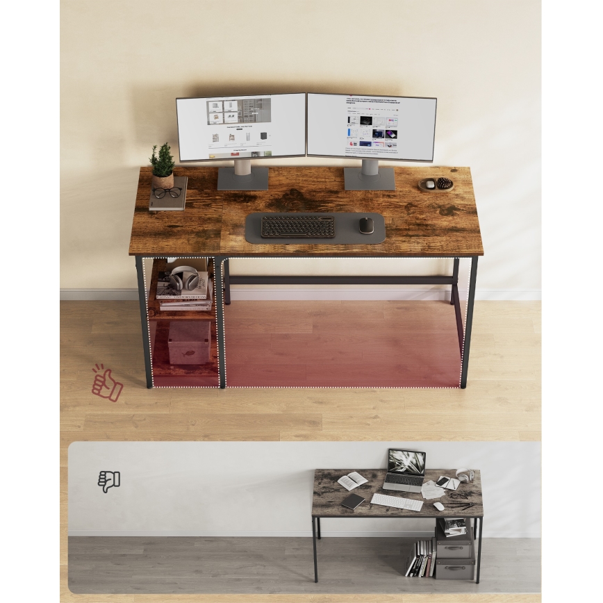 Skrivbord SOLEA 140x60 cm brun/svart