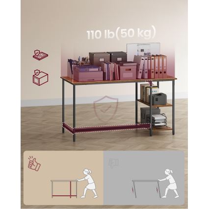 Skrivbord SOLEA 140x60 cm brun/svart