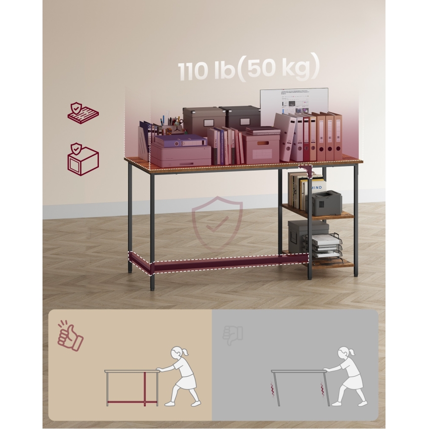 Skrivbord SOLEA 140x60 cm brun/svart