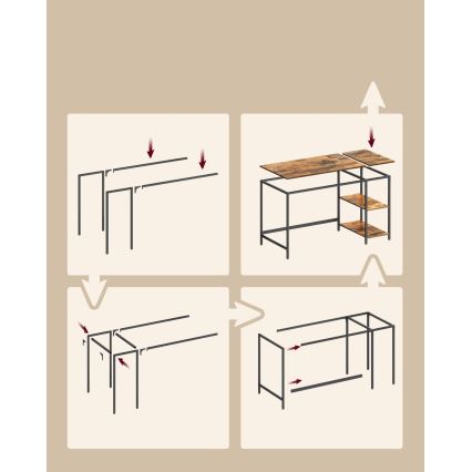 Skrivbord SOLEA 140x60 cm brun/svart