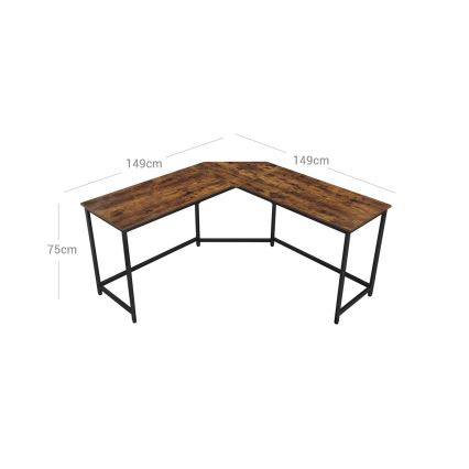Hörnskrivbord SOLEA brun/svart