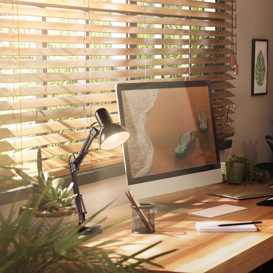 Skrivbordslampa med klämma 2 i 1 1xE27/60W/230V svart