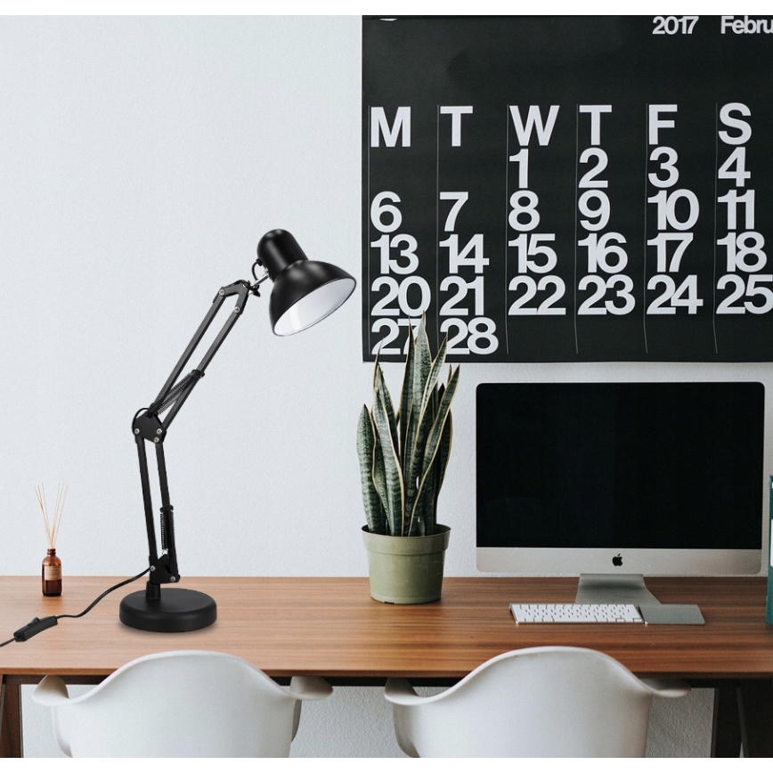 Skrivbordslampa med klämma 2 i 1 1xE27/60W/230V svart