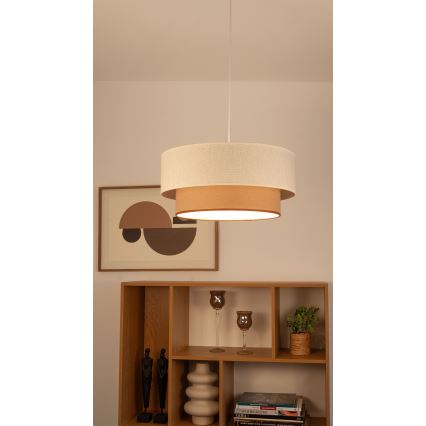Sladdpendel NATIA 1xE27/60W/230V Ø 45 cm vit/brun