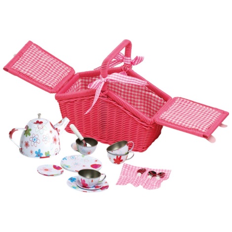 Small Foot - Picknickkorg med servis rosa