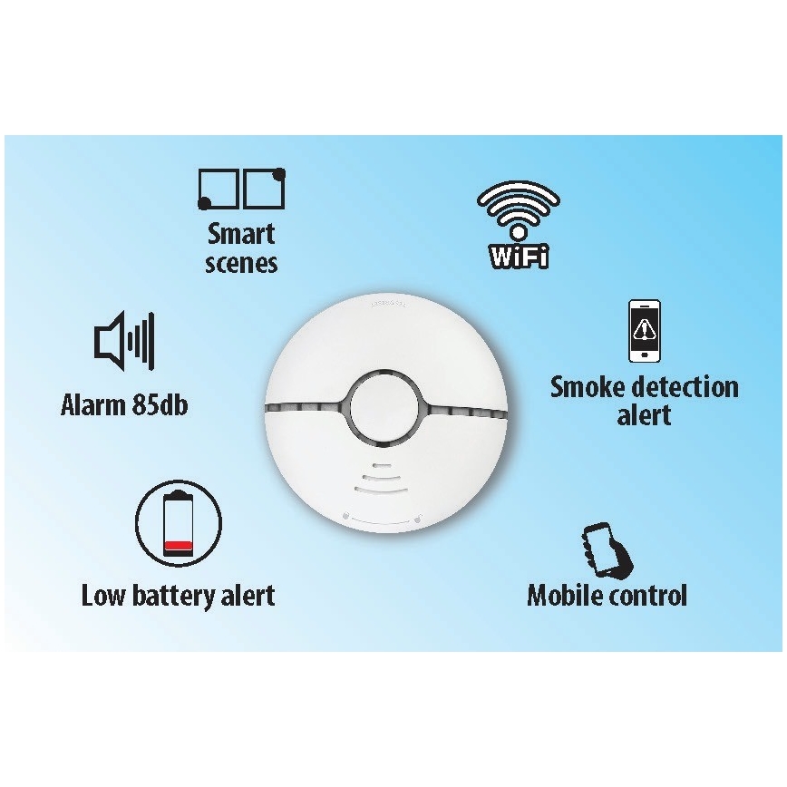 Smart brandalarm 2xAAA Wi-Fi Tuya
