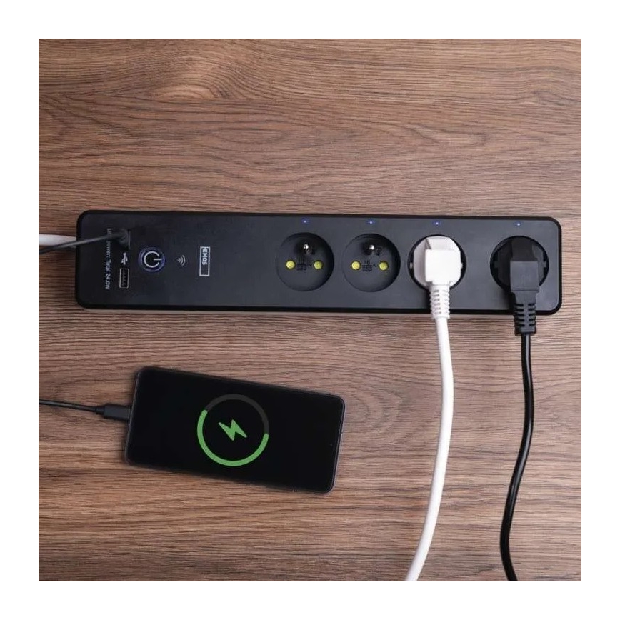 Smart förlängningssladd med strömbrytare GoSmart 4Z + 1xUSB-A + 1xUSB-C 2 m Wi-Fi Tuya