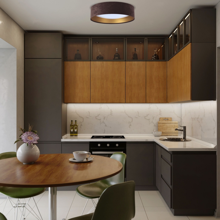 LED Dimbart taklampa SMART GALAXY LED/24W/230V Ø 44 cm brun/guld 3000-6500K + fjärrkontroll