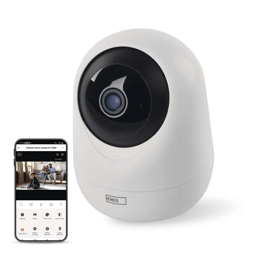 Smart inomhus roterande kamera med rörelsesensor GoSmart 5V Wi-Fi Tuya vit