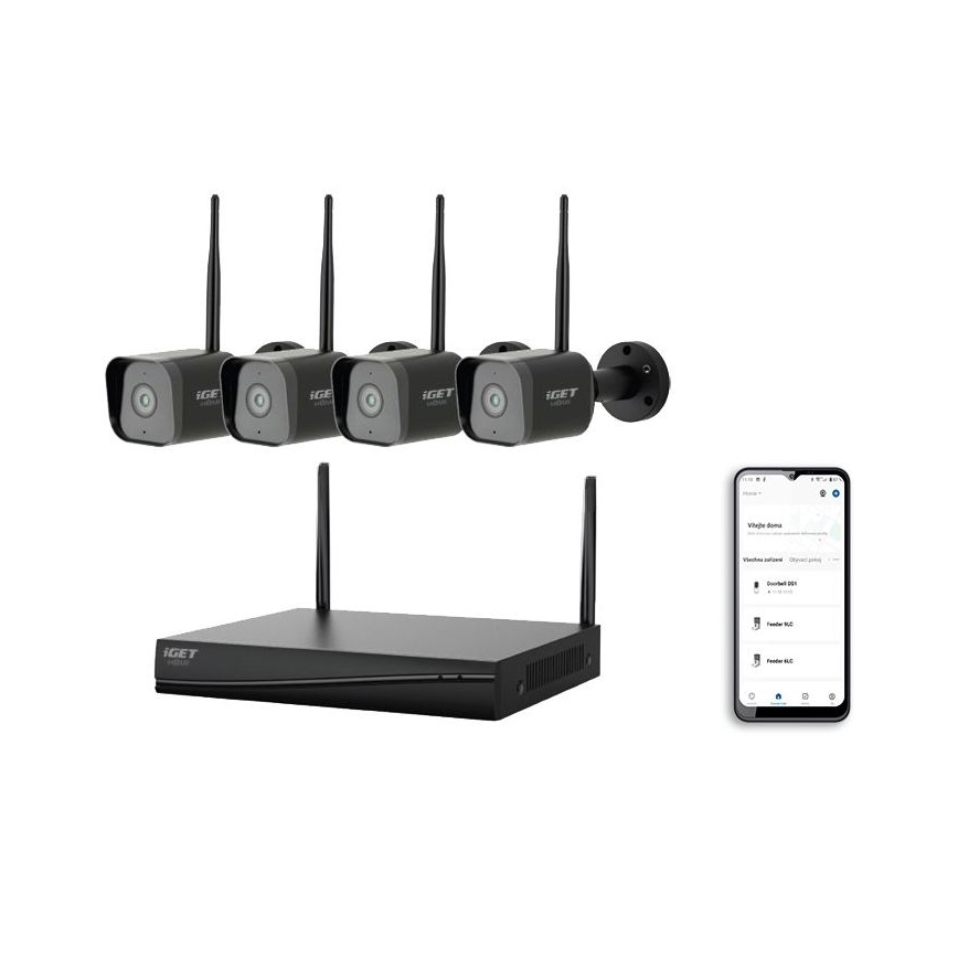 Smart kamerasystem med 4 kameror, 2K+-sensor, 12V, IP65, Tuya Wi‑Fi