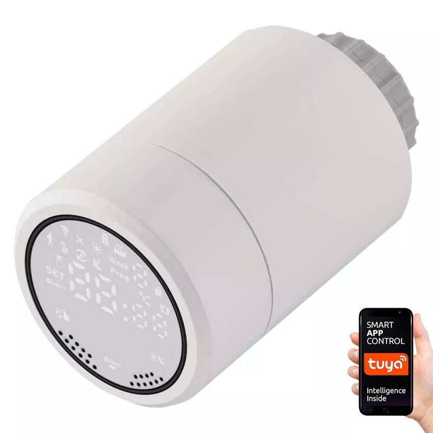 Smart termostathuvud med LCD display GoSmart M30x1,5 2xAA/1,5V Tuya