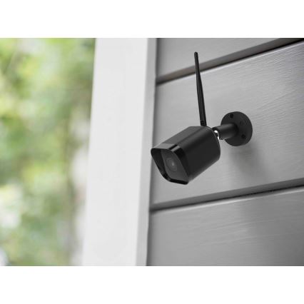 Smart utomhuskamera med sensor — Full HD 1080p, 12 V, IP65-klassad, Wi‑Fi (Tuya), svart