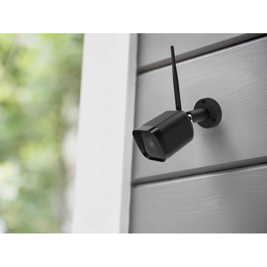 Smart utomhuskamera med sensor — Full HD 1080p, 12 V, IP65-klassad, Wi‑Fi (Tuya), svart