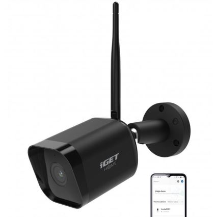 Smart utomhuskamera med sensor — Full HD 1080p, 12 V, IP65-klassad, Wi‑Fi (Tuya), svart