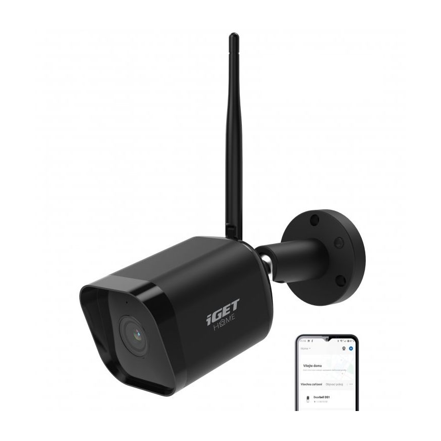 Smart utomhuskamera med sensor — Full HD 1080p, 12 V, IP65-klassad, Wi‑Fi (Tuya), svart
