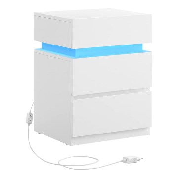 SMARTIE nattduksbord med inbyggd belysning, vitt