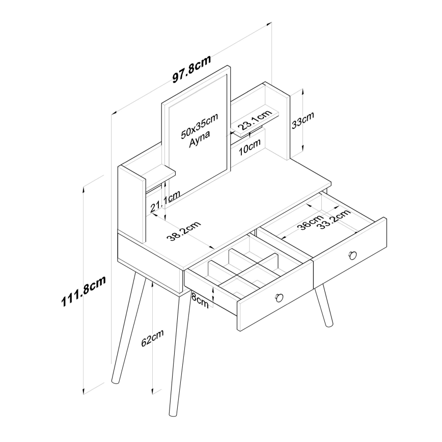 Sminkbord 111,8x97,8 cm vit