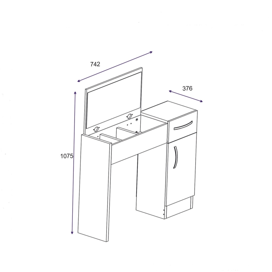 Sminkbord INCI 108,8x74,2 cm vit