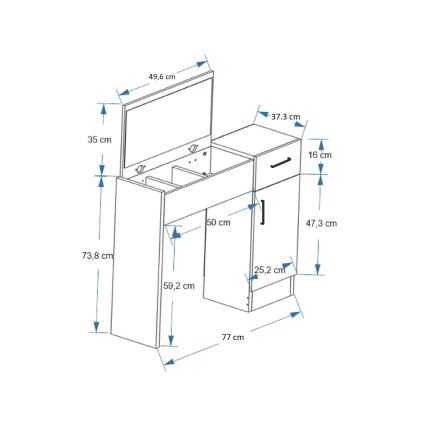 Sminkbord INCI 108,8x77 cm atlantic tall/betongvit