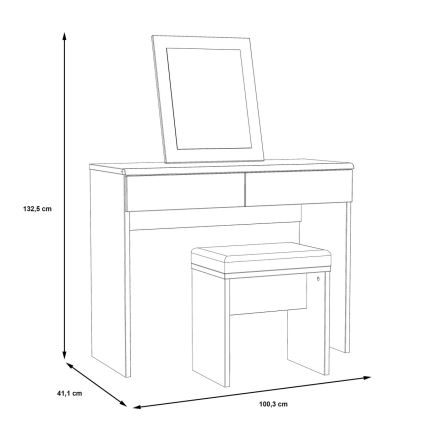 Sminkbord JUNO + pall 45x29,6 cm brun/svart