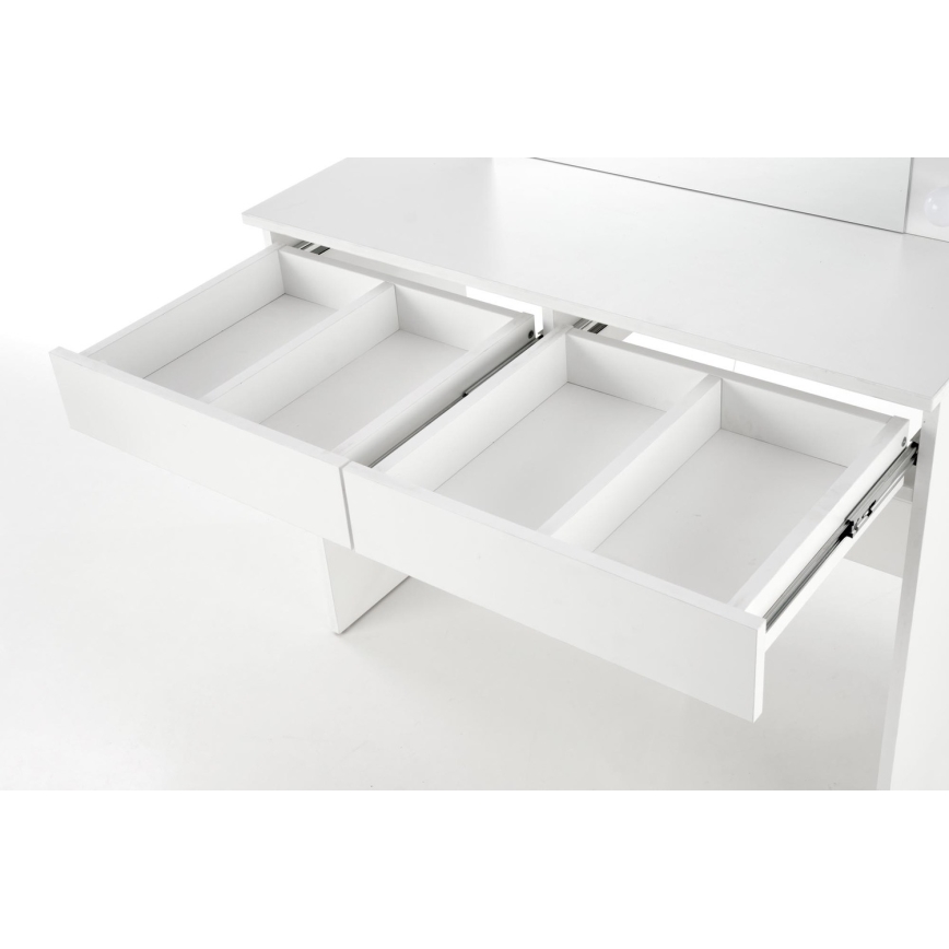 Sminkbord med LED-belysning HOLLYWOOD 140x94 cm vit