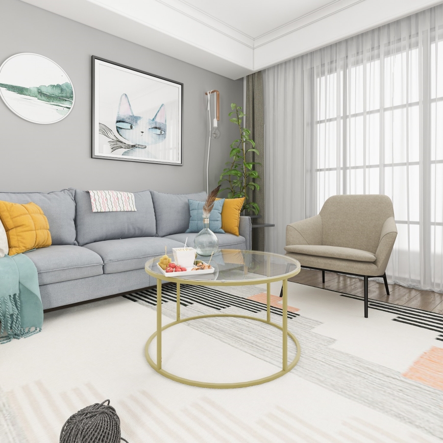 Soffbord BERLIN 80x45 cm guld/klar