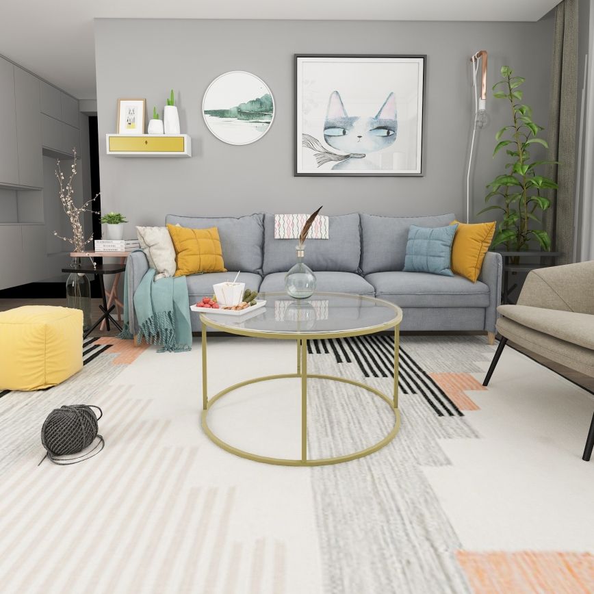 Soffbord BERLIN 80x45 cm guld/klar