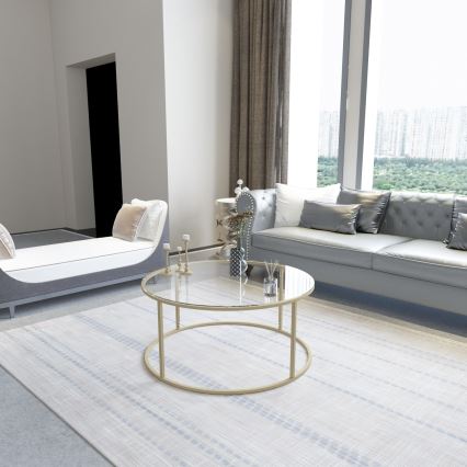 Soffbord BERLIN 80x45 cm guld/klar