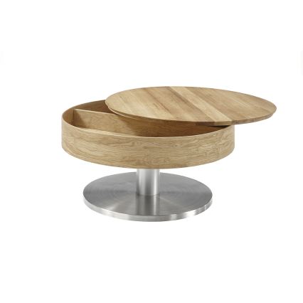 Soffbord BLOCK Ø 79 cm ek/silver