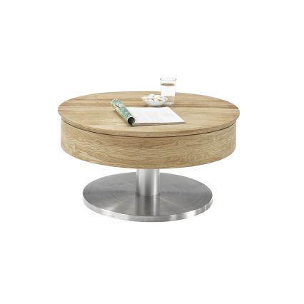 Soffbord BLOCK Ø 79 cm ek/silver