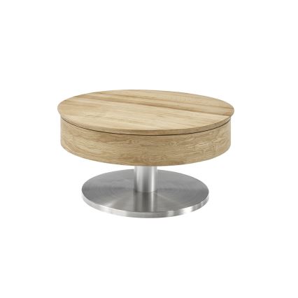 Soffbord BLOCK Ø 79 cm ek/silver