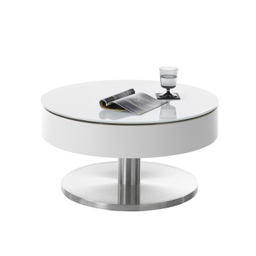 Soffbord BLOCK Ø 79 cm vit/silver