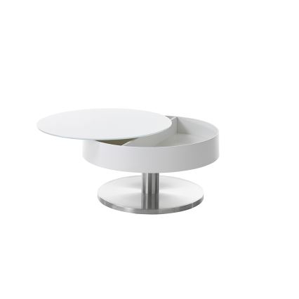 Soffbord BLOCK Ø 79 cm vit/silver