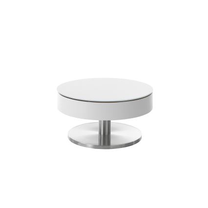 Soffbord BLOCK Ø 79 cm vit/silver