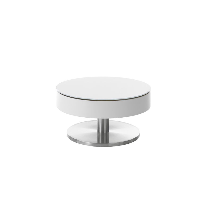 Soffbord BLOCK Ø 79 cm vit/silver